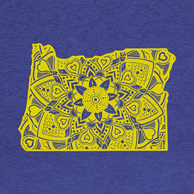 Yellow Oregon State Gift Mandala Yoga OR Art by Get Hopped Apparel